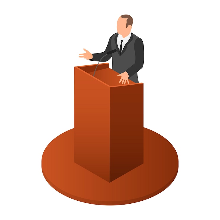Vector politician speak icon isometric of politician speak vector icon for web design isolated on white background