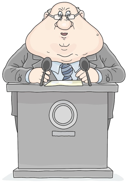 Politician standing behind a rostrum and giving a speech