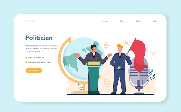 Politician web banner or landing page