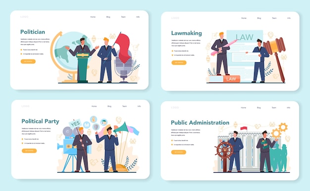 政治家のwebバナーまたはランディングページセット