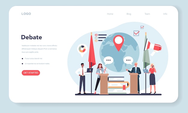 ベクトル 政治家のウェブバナーまたはランディングページ