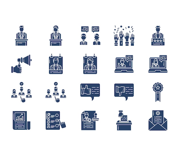 Set di icone di politica e parlare