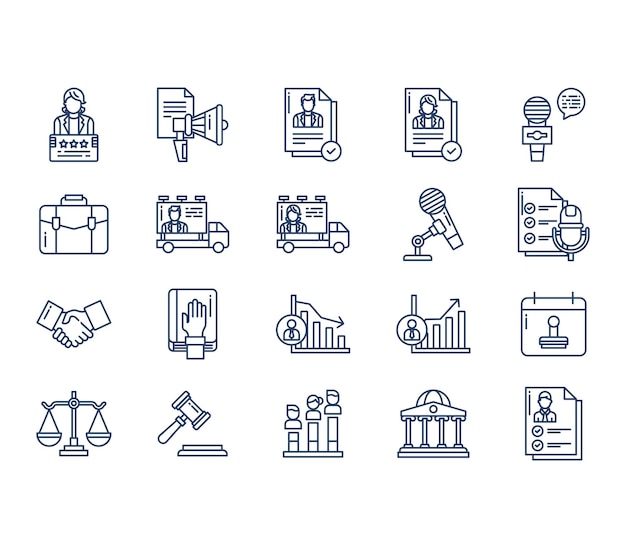 Politics and speaking icon set