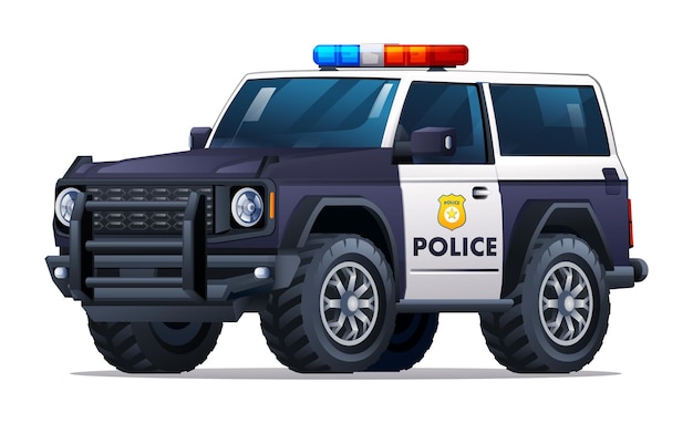 Politie auto vectorillustratie Patrouille officieel voertuig suv 4x4 auto geïsoleerd op witte achtergrond