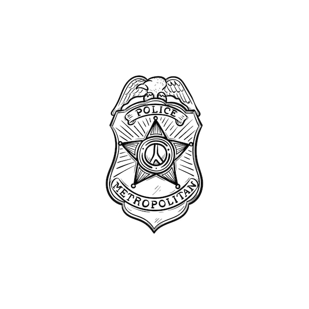Politie badge hand getrokken schets doodle icon