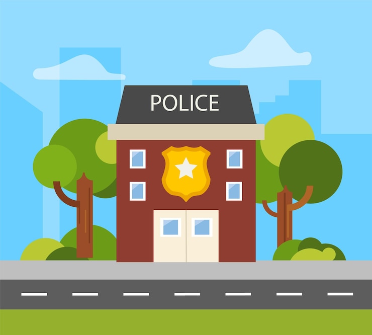 Politie gebouw vectorillustratie