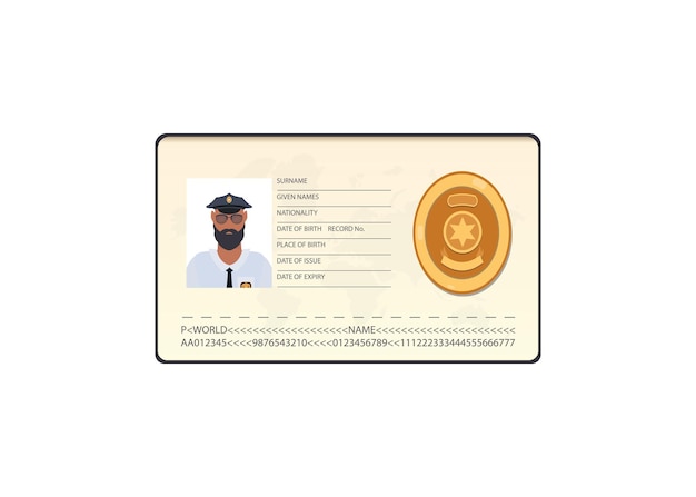 Politie ID-document vector pictogram plat geïsoleerd