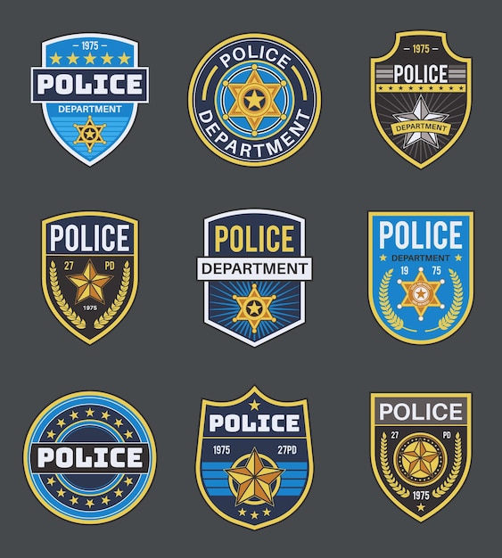 Politie labels wetshandhaving badges illustratie