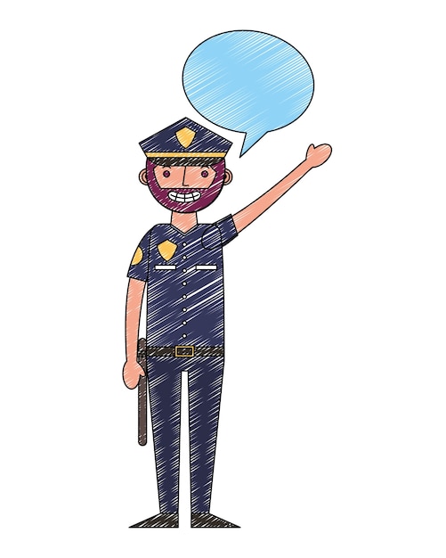 politie man in uniforme karakter tekstballon