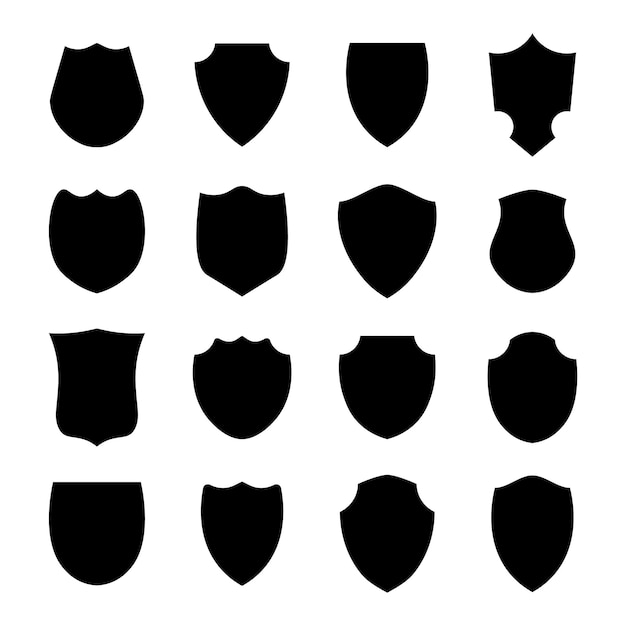 Politie schild zwarte vorm heraldische schilden blanco emblemen vector veiligheidslabels
