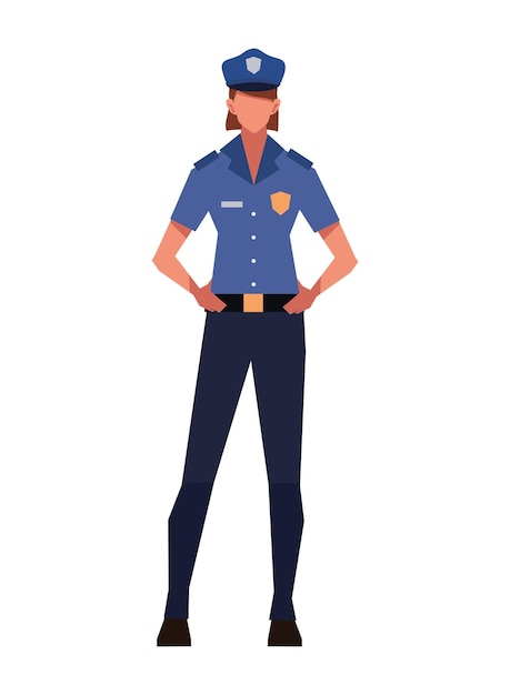 Vector politie staande avatar illustratie geïsoleerd