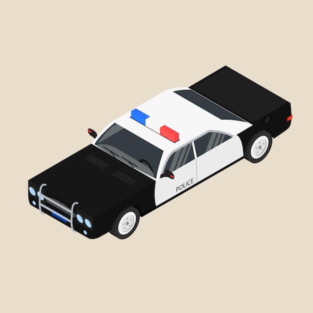 Politieauto. zwart-witte sedan. het patrouillevoertuig. vector illustratie.