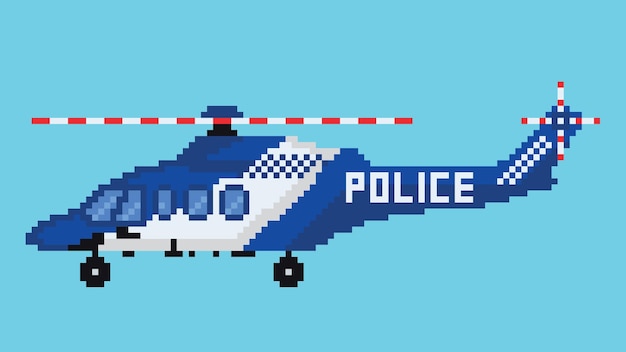 Politiehelikopter ontworpen in 8 bit pixel een helikopter Pixel kunstillustratie