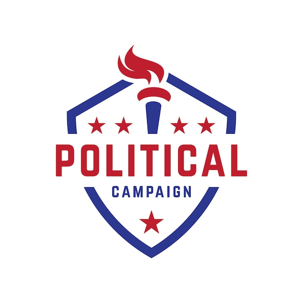 Politieke campagne Schild Star Fire Torch Logo ontwerp vector sjabloon