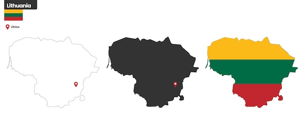 Politieke kaart van Litouwen met hoofdstad Vilnius nationale vlag en grenzen Europees land
