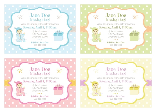 Polka Dot Baby Shower Invitations for Girl, Boy and Gender Neutral