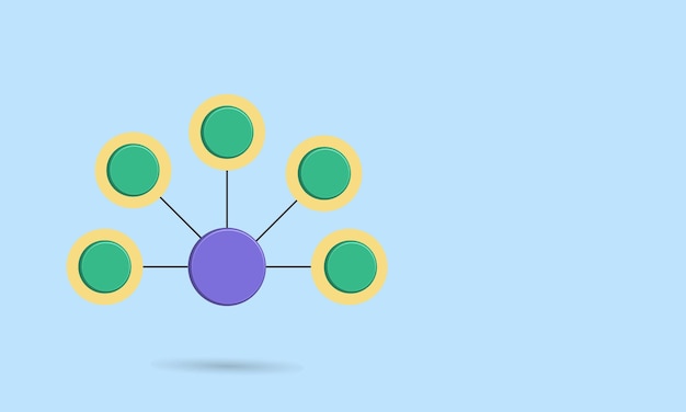 A polka dot circle with a line connected to the main circle for a schematic