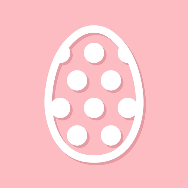 Polka dot decorated Easter egg white holiday design element pink background decorative art vector illustration