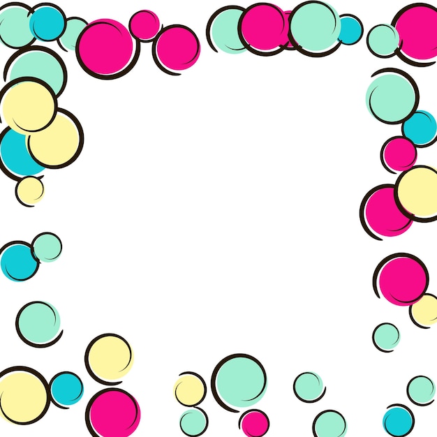 Polka dot frame with comic pop art confetti
