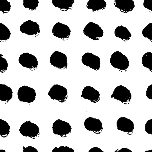 Polka dot grunge seamless pattern rough circle brushstrokes and rounded shapes hand drawn abstract i