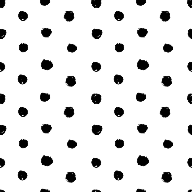 Polka dot hand getekend zwart-wit vector patroon Abstract vector background