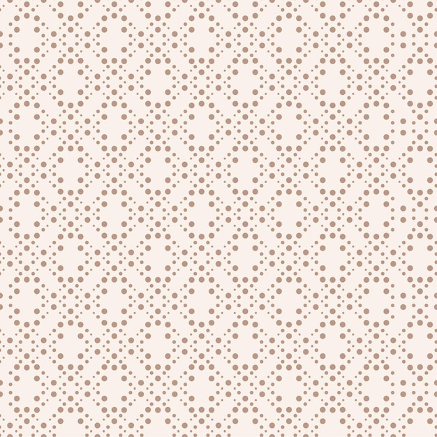 Vector polka dot pattern with beige dots with negative rhombus classic minimalistic motif for shirts linen