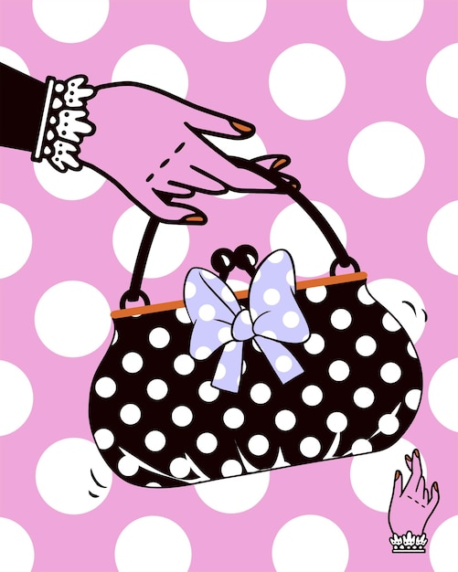 Polka dots handtas poster illustratie
