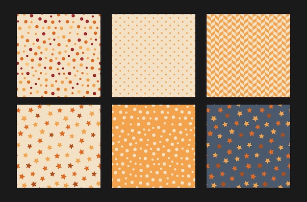 Polka Dots and Star Autumn fall seamless pattern background with decorative seamless patterns