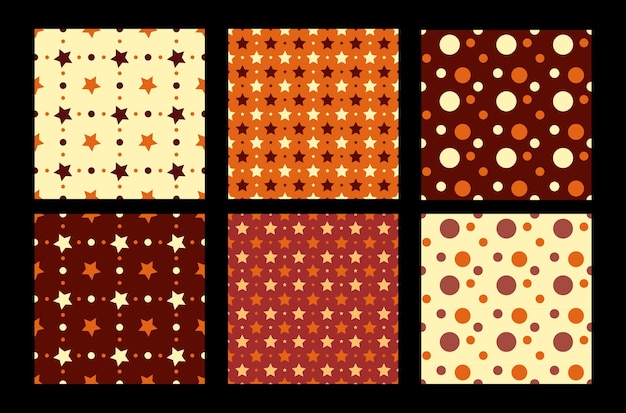 Polka Dots and Star Autumn fall seamless pattern background with decorative seamless patterns