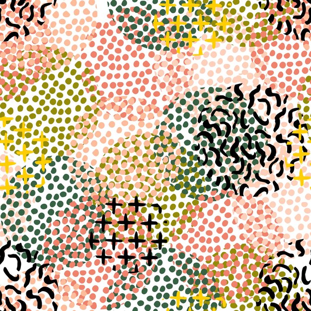 Polka dots vlekken abstracte geometrische vector naadloze patroon
