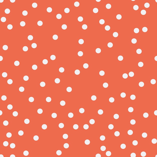 Polka dotted seamless vector illustration pattern isolated on orange background