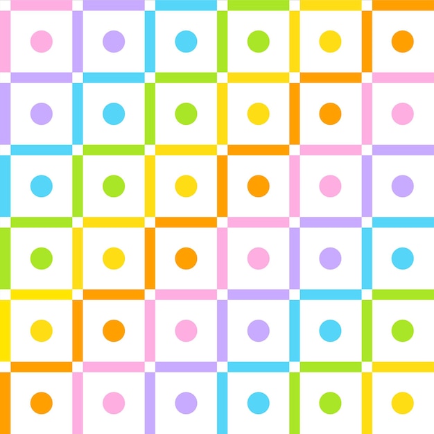 Polkadot Circle Round Dot Sphere Rainbow Cute Pastel Scott Checkered Line Overlap Gingham Pattern BG