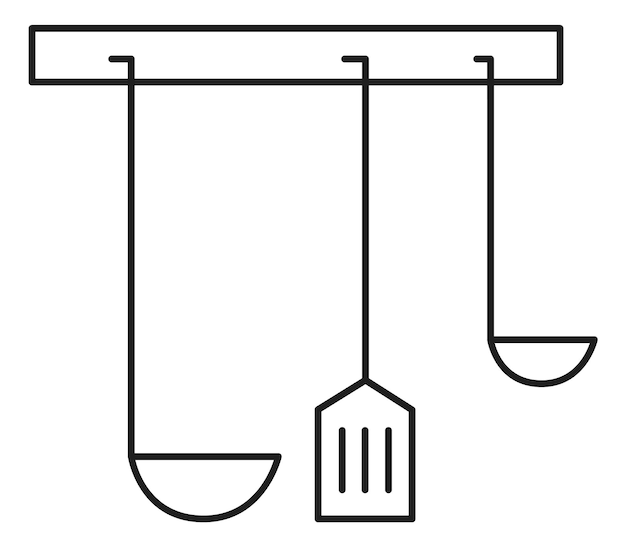 Pollepelhanger line icon keukengereihouder