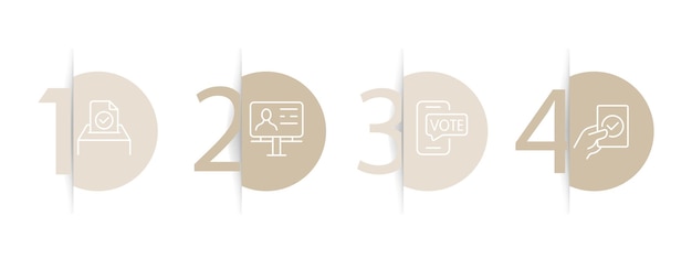 Polling station set icon pen tick vote referendum petition election vote victory debate will politics voting concept infographic timeline pastel color background