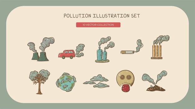 Vector pollution illustration set