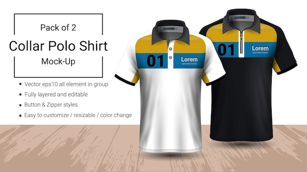 Polo collar t-shirt template