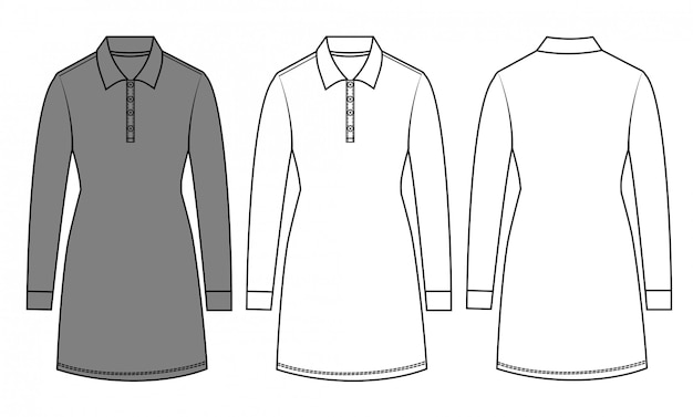 Vector polo dress fashion flat templates