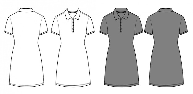 Vector polo dress fashion template