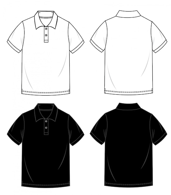 POLO SHIRTファッションフラットスケッチテンプレート