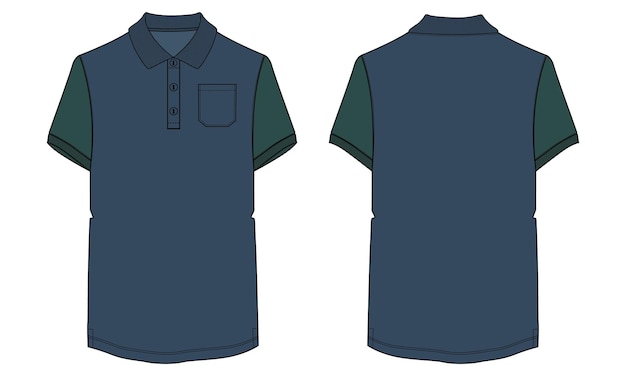 Polo shirt Technical Fashion flat Sketch Vector illustration template