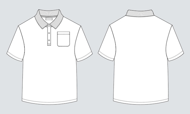 Polo Shirt Technical Fashion flat sketch Vector illustration template