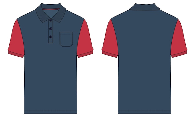 Polo shirt technical fashion flat sketch vector illustration template