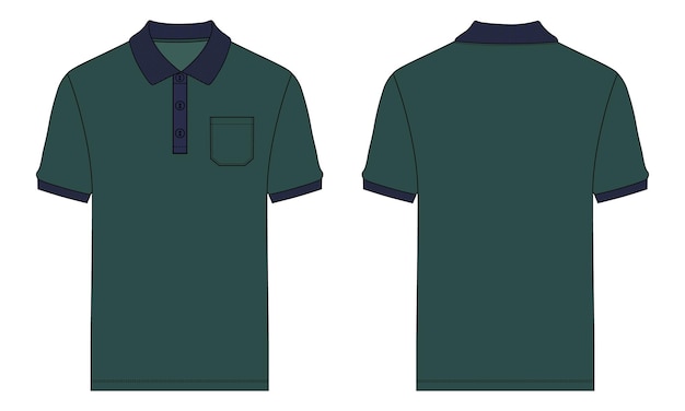 Polo shirt Technical Fashion flat Sketch Vector illustration template