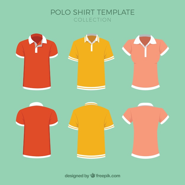 Vector polo shirt template collection