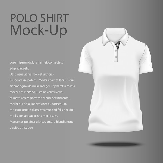 Vector polo shirt white colour on gray background