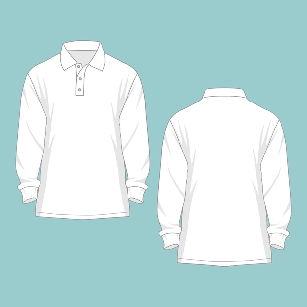 polo t-shirt long sleeve mockup vector image and illustration