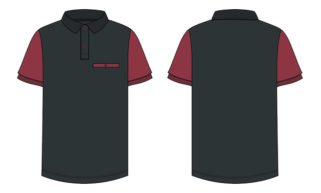 Poloshirt met korte mouwen vector illustratie sjabloon voor- en achterkant