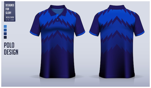 Vector poloshirt mockup sjabloonontwerp met chevronpatroon.