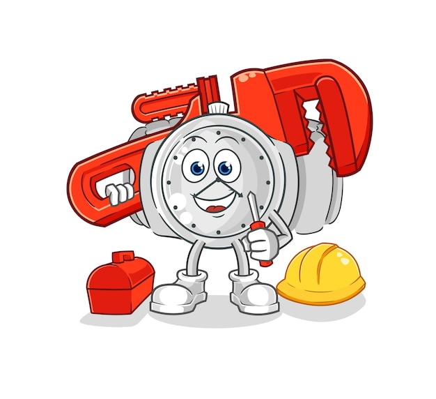 Polshorloge loodgieter cartoon cartoon mascotte vector