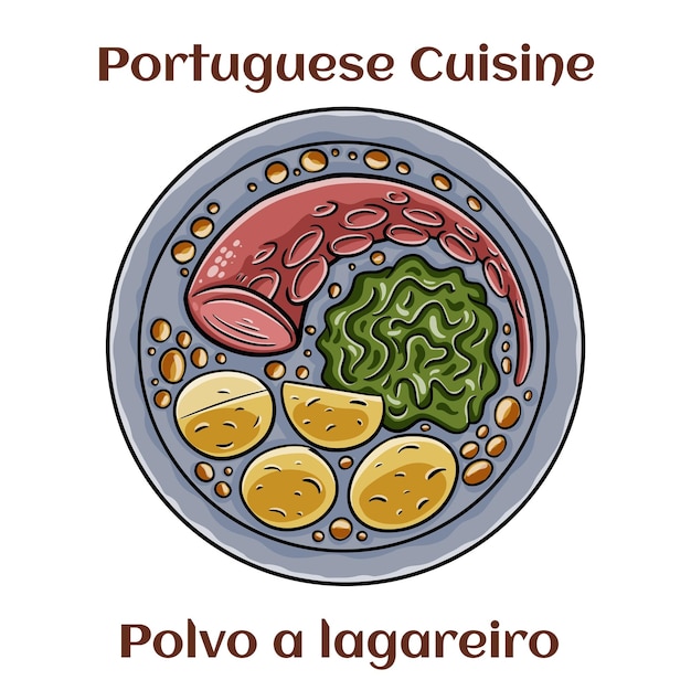 Polvo a lagareiro Traditional portuguese dish ogrilled octopus with potatoes